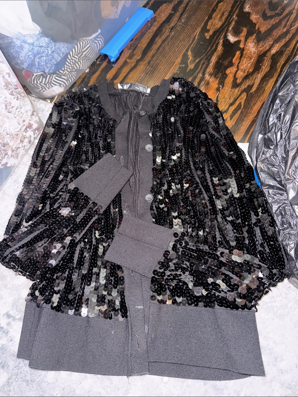Zara Black Sequin Button-Front Jacket